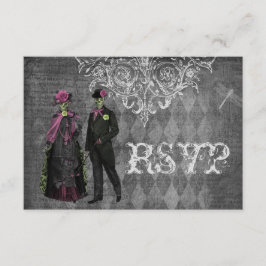 エレガントで魅力的な骨組ハローウィンパーティRSVP 出欠カード