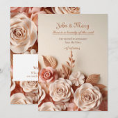 エレガントで魅力的な3D結婚式招待状 招待状 (正面/裏面)