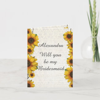 エレガントで黄色いヒマワリ私の新婦付添人です 招待状