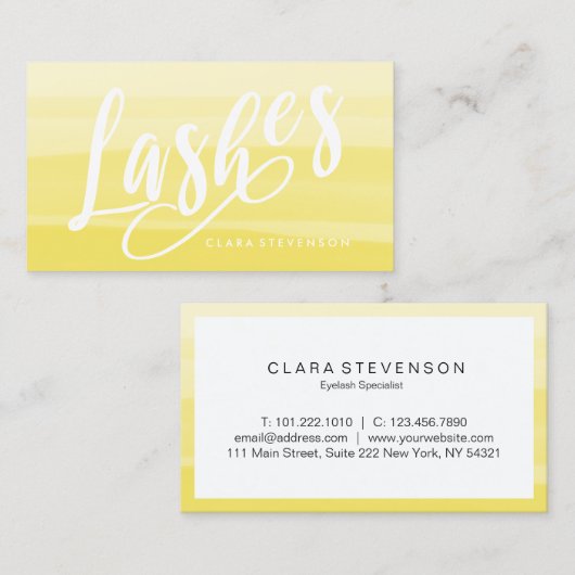 エレガントで黄色い水彩画ブラシストローク鞭 名刺 (正面/裏面)