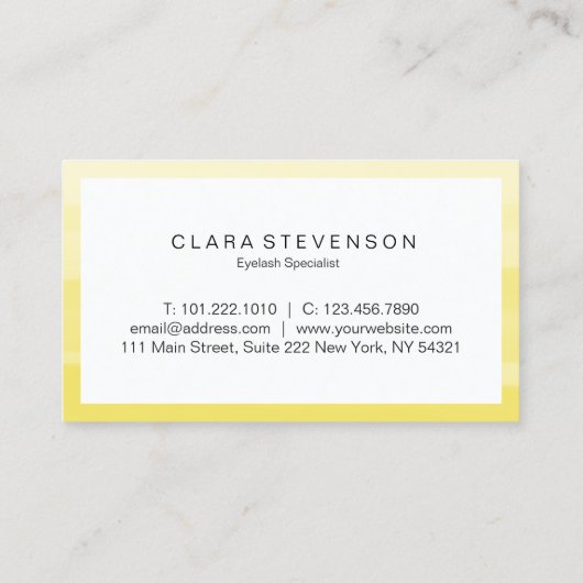 エレガントで黄色い水彩画ブラシストローク鞭 名刺 (裏面)