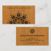 エレガントで黒いはす曼荼羅の木製のヨガのインストラクター 名刺 (正面/裏面)