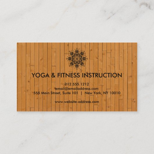 エレガントで黒いはす曼荼羅の木製のヨガのインストラクター 名刺 (裏面)