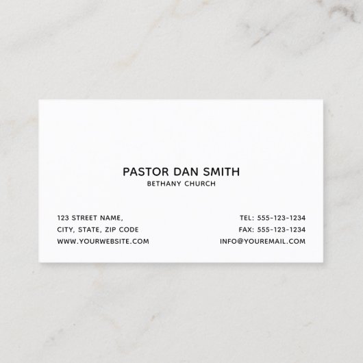 エレガントで黒いキリスト教会の牧師|大臣 名刺 (裏面)