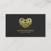 エレガントで黒いキリスト教会の牧師|大臣 名刺 (正面)