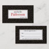 エレガントで黒いグリッターのアポイントメントの名刺 予約カード (正面/裏面)