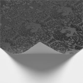 エレガントで黒いダマスク織のレース ラッピングペーパー (角)