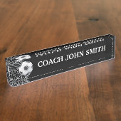 エレガントで黒いフットボールのコーチ デスクネームプレート (側面)