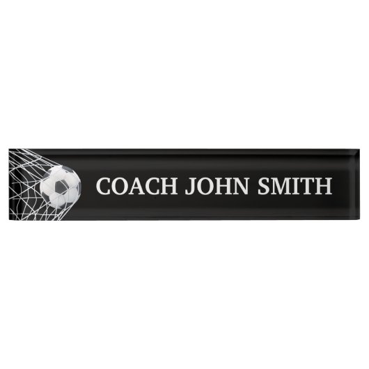 エレガントで黒いフットボールのコーチ デスクネームプレート (正面)