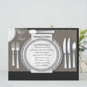エレガントで黒いリハーサルの夕食の招待状 招待状 (スタンド正面)