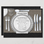 エレガントで黒いリハーサルの夕食の招待状 招待状 (正面/裏面)