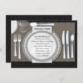 エレガントで黒いリハーサルの夕食の招待状 招待状 (正面/裏面)