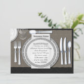 エレガントで黒いリハーサルの夕食の招待状 招待状 (スタンド正面)