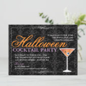 エレガントで黒いレースのハロウィンのカクテルパーティー 招待状 (スタンド正面)