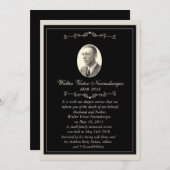 エレガントで黒い写真の死の発表カード 案内状 (正面/裏面)