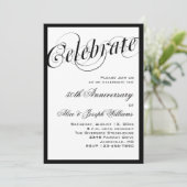 エレガントで黒い及び白第50記念日の招待状 招待状 (スタンド正面)