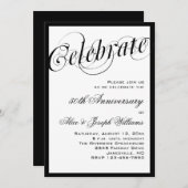 エレガントで黒い及び白第50記念日の招待状 招待状 (正面/裏面)