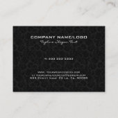 エレガントで黒い及び金属銀製のヴィンテージのダマスク織 名刺 (裏面)