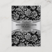 エレガントで黒い及び金属銀製のヴィンテージのダマスク織 名刺 (正面)