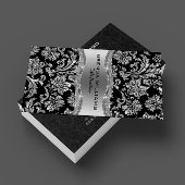 エレガントで黒い及び金属銀製のヴィンテージのダマスク織 名刺