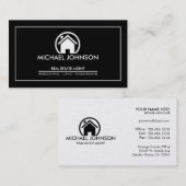 エレガントで黒い及び銀製の専門の不動産 名刺 (正面/裏面)