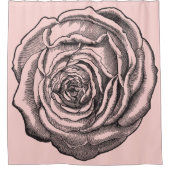 エレガントで黒い植物は赤面の明るいピンクに上がりました シャワーカーテン (正面)