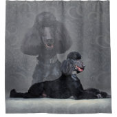 エレガントで黒い標準プードルの構成 シャワーカーテン (正面)