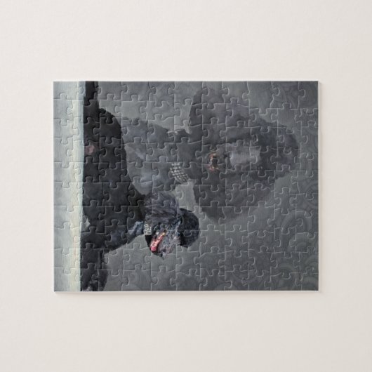 エレガントで黒い標準プードルの構成 ジグソーパズル (横)