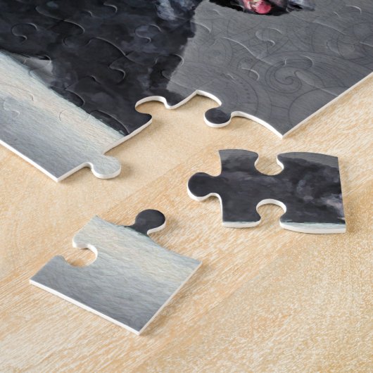 エレガントで黒い標準プードルの構成 ジグソーパズル (側面)