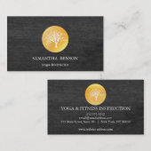 エレガントで黒い水彩画の木のヨガおよび黙想 名刺 (正面/裏面)