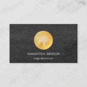 エレガントで黒い水彩画の木のヨガおよび黙想 名刺 (正面)