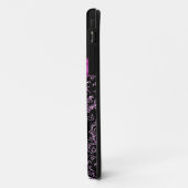 エレガントで黒い紫色のダマスク織のダイヤモンドの弓モノグラム Case-Mate iPhoneケース (裏面/左)