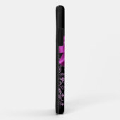 エレガントで黒い紫色のダマスク織のダイヤモンドの弓モノグラム Case-Mate iPhoneケース (裏面/右)