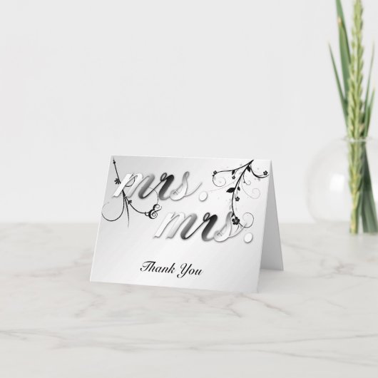 エレガントで黒い花の陽気な結婚式は感謝していしています サンキューカード (正面)