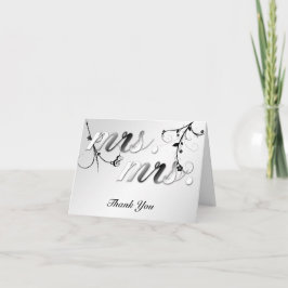 エレガントで黒い花の陽気な結婚式は感謝していしています サンキューカード