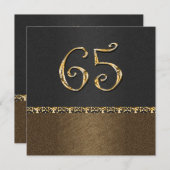 エレガントで黒い茶色第65年齢 招待状 (正面/裏面)