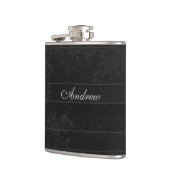 エレガントで黒い華麗さのモノグラム フラスク (左)