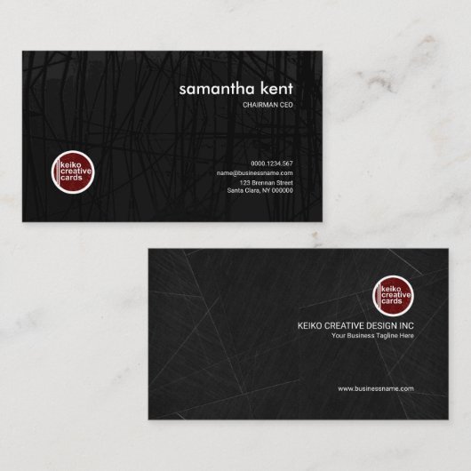 エレガントで黒い落書きグランジなCEOの議長 名刺 (正面/裏面)