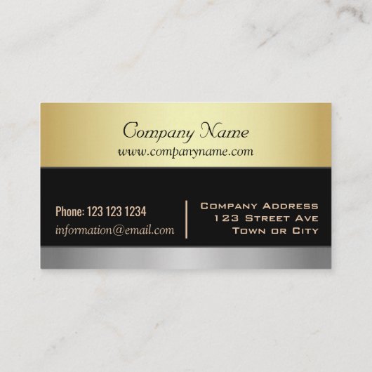 エレガントで黒い金ゴールドおよび銀製のプロフェッショナル 名刺 (裏面)