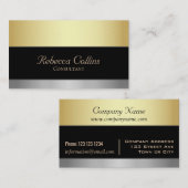 エレガントで黒い金ゴールドおよび銀製のプロフェッショナル 名刺 (正面/裏面)