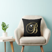 エレガントで黒い金ゴールドのデザインのモノグラムの手紙「B 「 クッション (椅子)