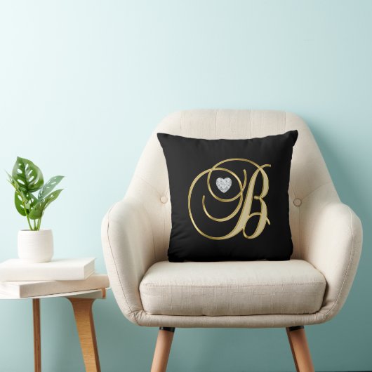 エレガントで黒い金ゴールドのデザインのモノグラムの手紙「B 「 クッション (椅子)