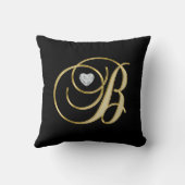 エレガントで黒い金ゴールドのデザインのモノグラムの手紙「B 「 クッション (裏面)