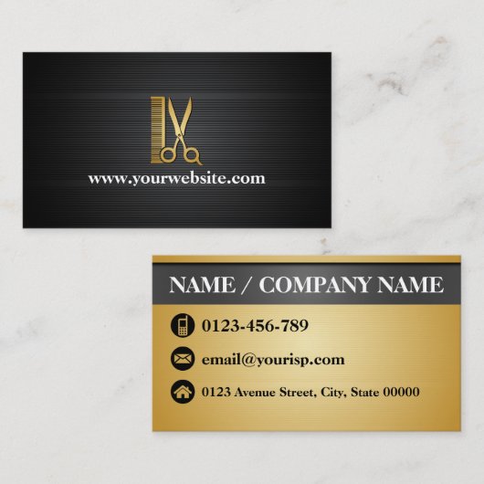 エレガントで黒い金ゴールドのヘアーサロン(個人化して下さい) 名刺 (正面/裏面)