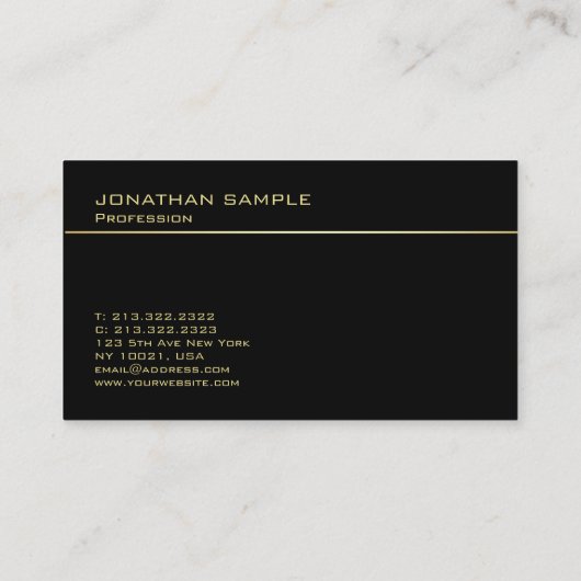 エレガントで黒い金ゴールドの専門のモダンなモノグラム 名刺 (裏面)