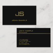 エレガントで黒い金ゴールドの専門のモダンなモノグラム 名刺 (正面/裏面)