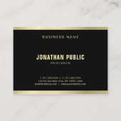 エレガントで黒い金ゴールドの平野の流行の豪華なモダン 名刺 (正面)