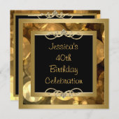 エレガントで黒い金ゴールドの泡金属フレームのパーティー 招待状 (正面/裏面)