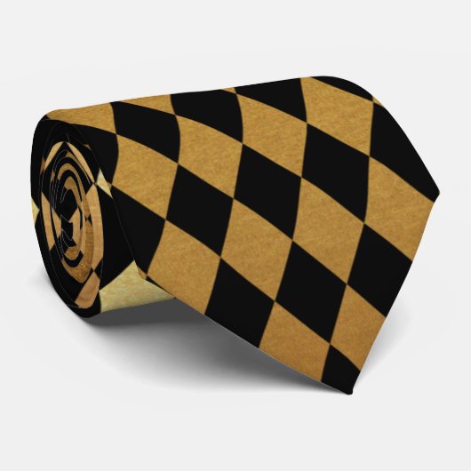 エレガントで黒い金ゴールドパターン付属のタイ ネクタイ (ロール)