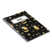 エレガントで黒い金日本のな人形 ノートブック (右側)